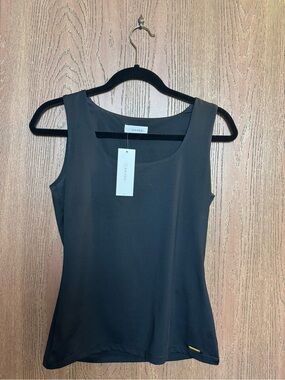 Calvin Klein Black Tank Top with Gold Logo Plate